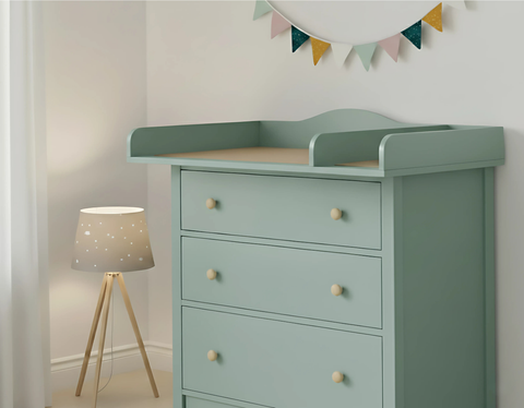 KraftKids Wickelaufsatz XXL pastellgrün extra breit 108 cm mit Trennfach für 108 cm breite HEMNES