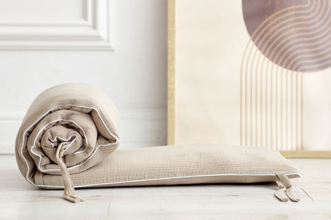 Bettumrandung Nestchen Musselin beige