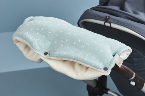 Kinderwagenmuff Musselin mint Pusteblumen
