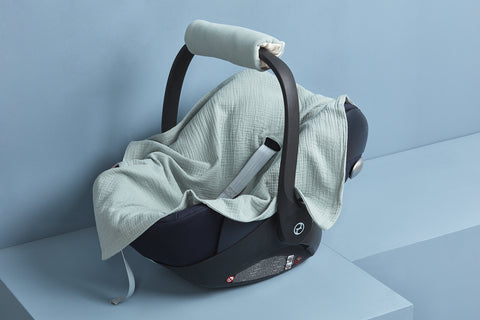 Babydecke für Babyschale Sommer Musselin mint