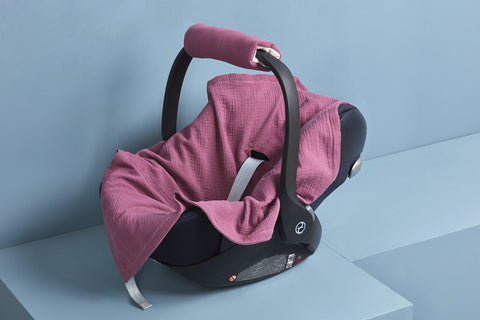 Babydecke für Babyschale Sommer Musselin purpur