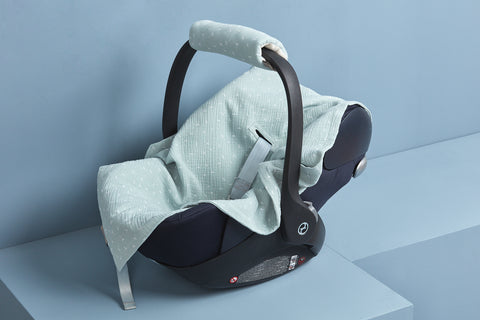 Babydecke für Babyschale Sommer Musselin mint Pusteblumen