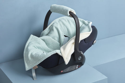 Decke für Babyschale Winter Musselin mint Pusteblumen