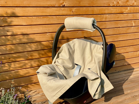 Babydecke für Babyschale Sommer Leinen Natur Braun