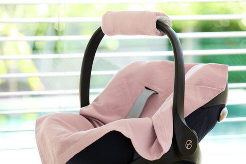 Babydecke für Babyschale Sommer Doppelkrepp Rosa