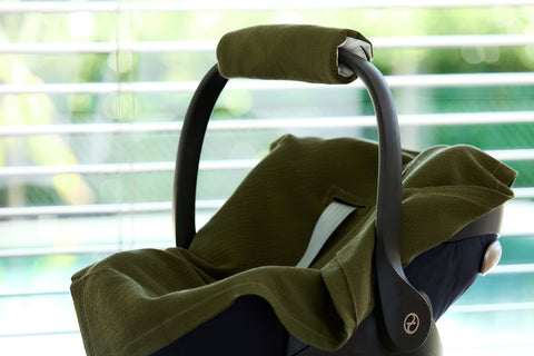 Babydecke für Babyschale Sommer Doppelkrepp Grün Herbstgrün
