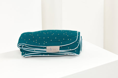 Babydecke Musselin Goldene Punkte Petrol – Lifestyle