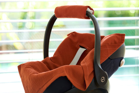 Babydecke für Babyschale Sommer aus Doppelkrepp – rot herbstrot, Anwendung