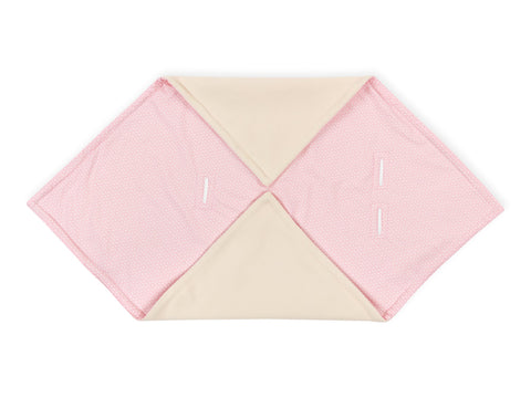Babydecke für Babyschale Winter aus glattem Baumwollstoff – glatter Baumwollstoff kleine Blätter rosa auf Weiß, Produktansicht