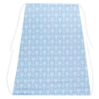 Der KraftKids Sonnensegel weiße Pfeile auf Blau zeichnet sich durch einen hellblauen Stoff mit weißen Pfeilen, weiches Baumwollmaterial und weiße Bänder aus - flach auf weißem Hintergrund für sanften Komfort und stilvolles Design.