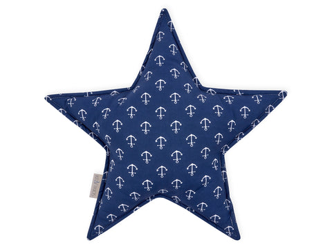 Sternkissen weiße Anker auf Dunkelblau