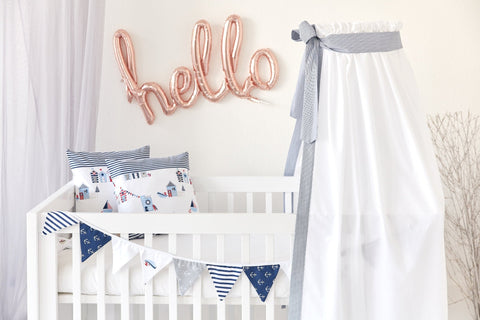 Betthimmel dünne Streifen dunkelblau